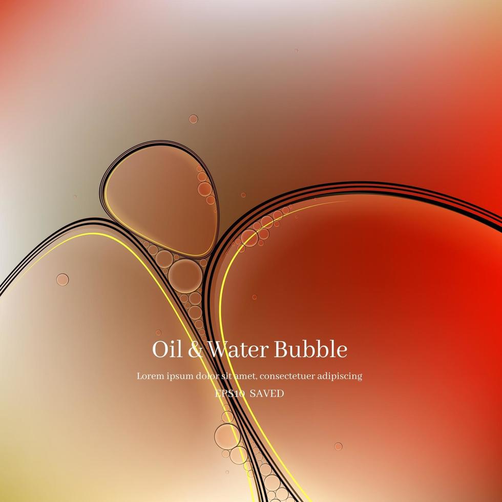 Gotas de aceite sobre un fondo abstracto de la superficie del agua. vector