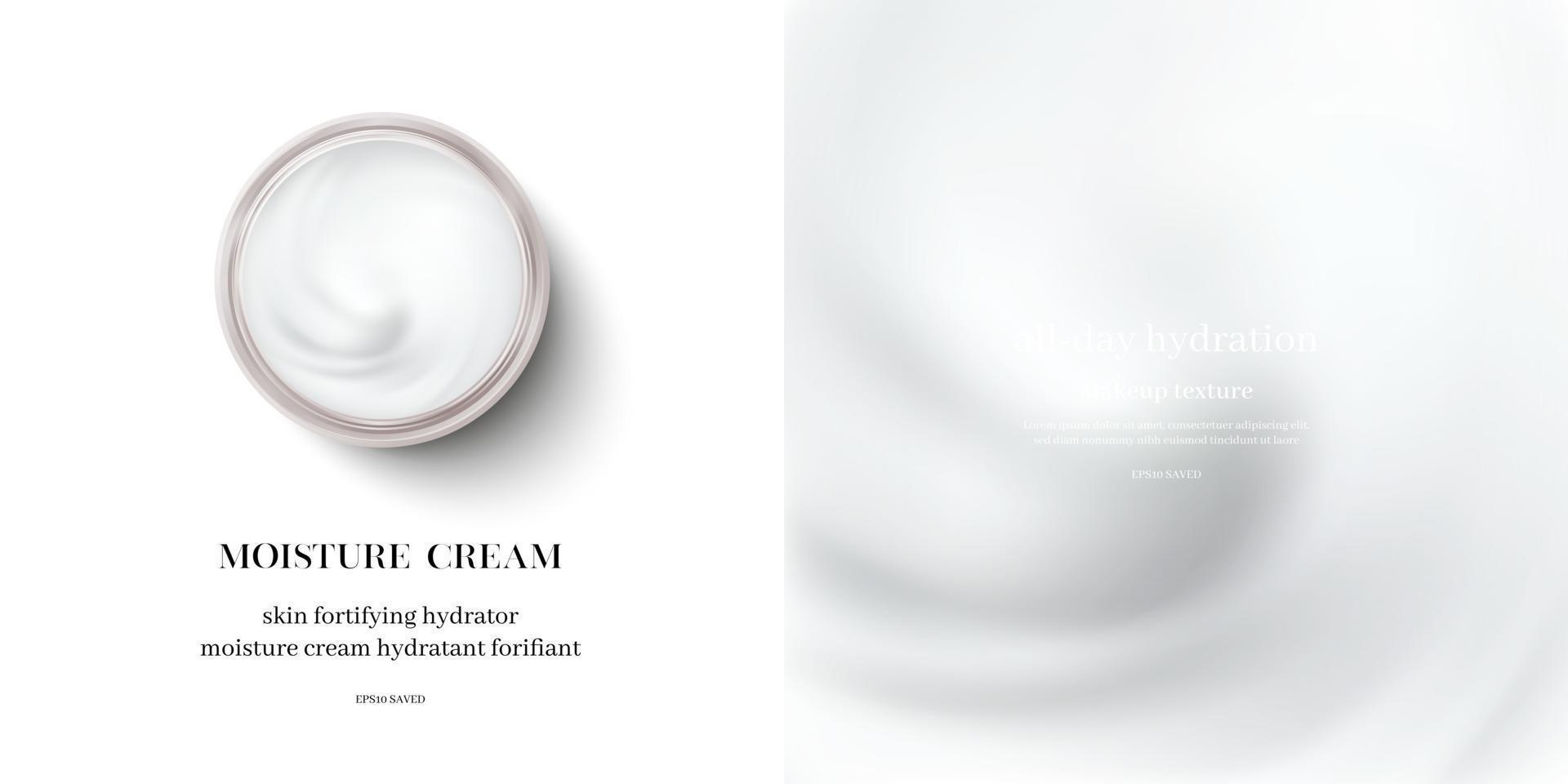 Crema hidratante o crema cosmética en forma de remolino, vector de vista superior.