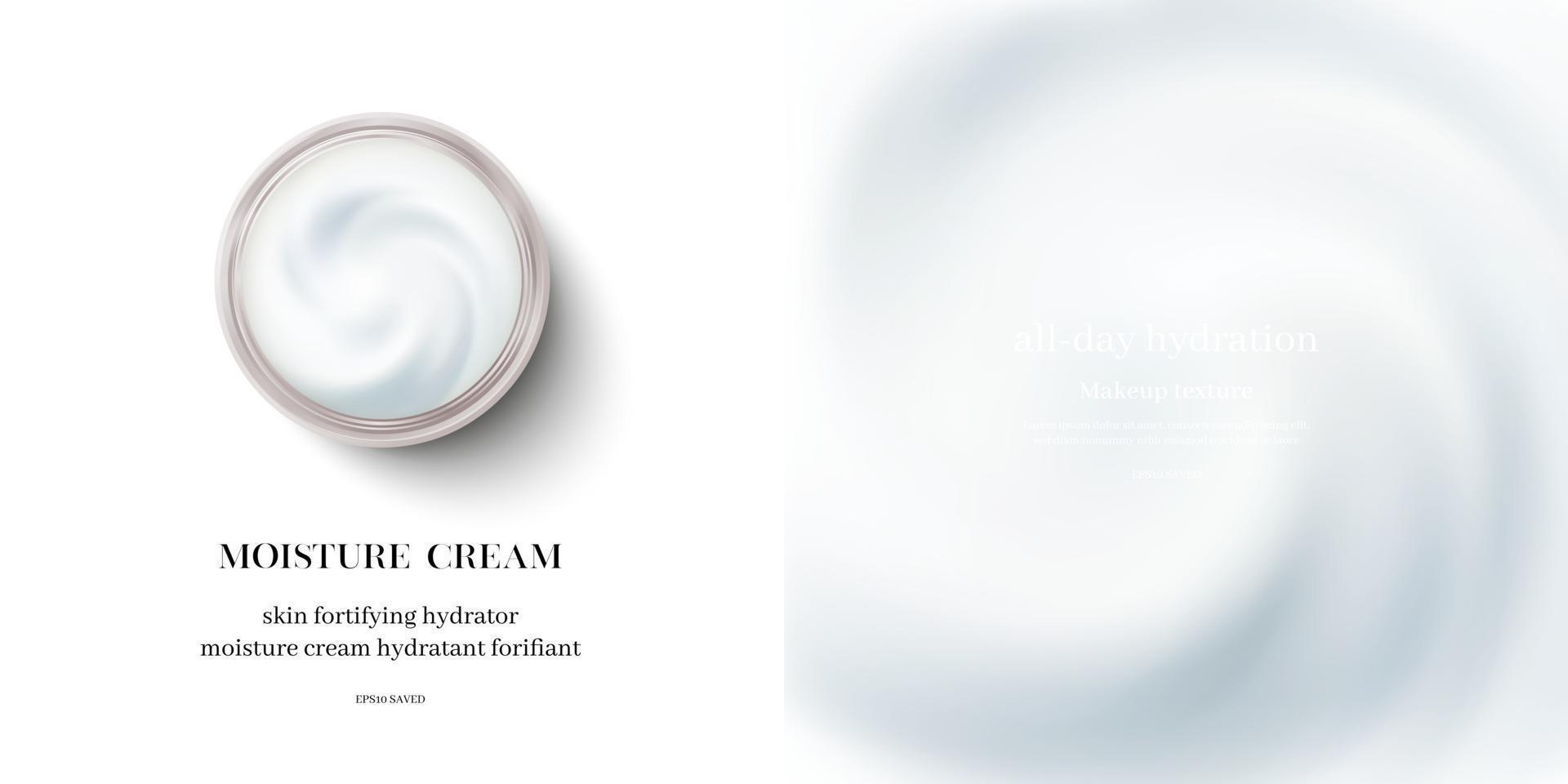 Crema hidratante o crema cosmética en forma de remolino, vector de vista superior.