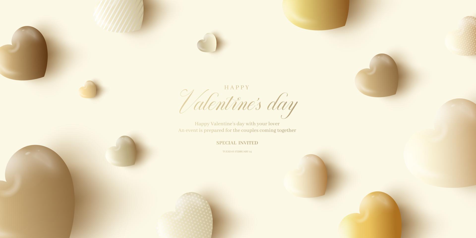 Happy Valentine's Day. Background with Realistic Hearts. vector