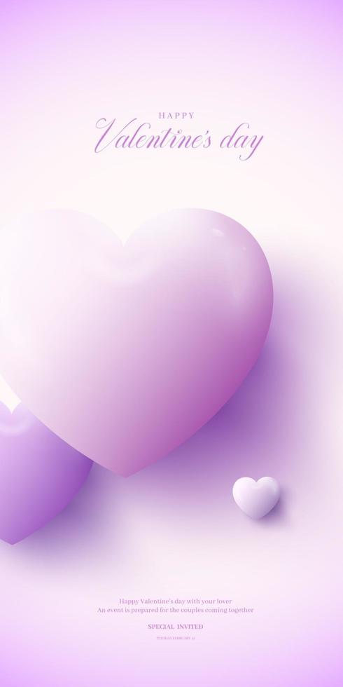 Happy Valentine's Day. Background with Realistic Hearts. vector