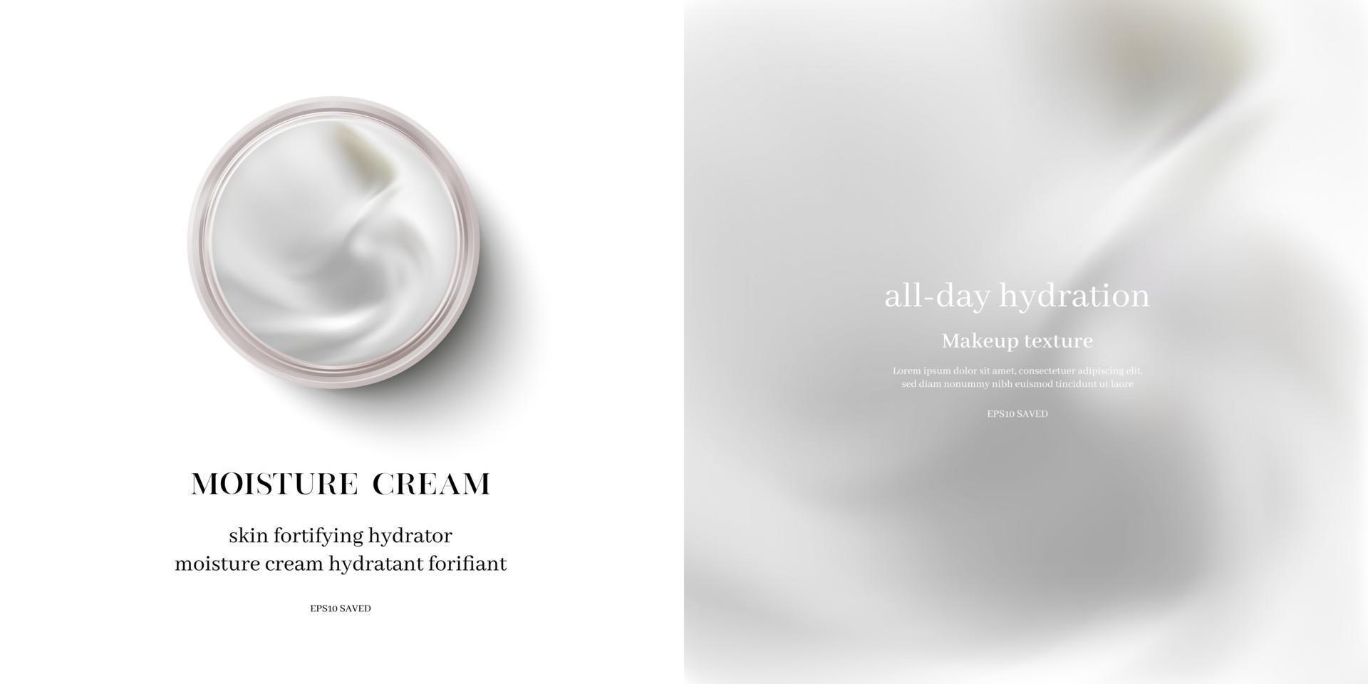 moisturizing cream or swirl cosmetic cream, top view vector. vector