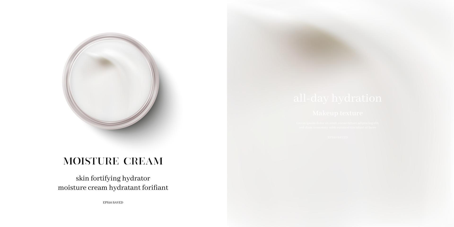 moisturizing cream or swirl cosmetic cream, top view vector. vector