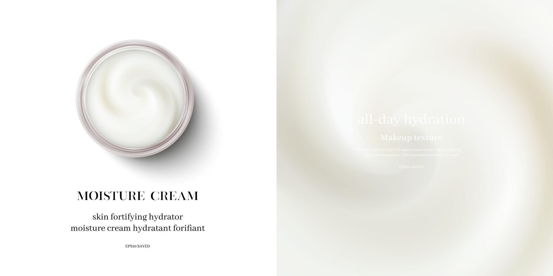 Crema hidratante o crema cosmética en forma de remolino, vector de vista superior.