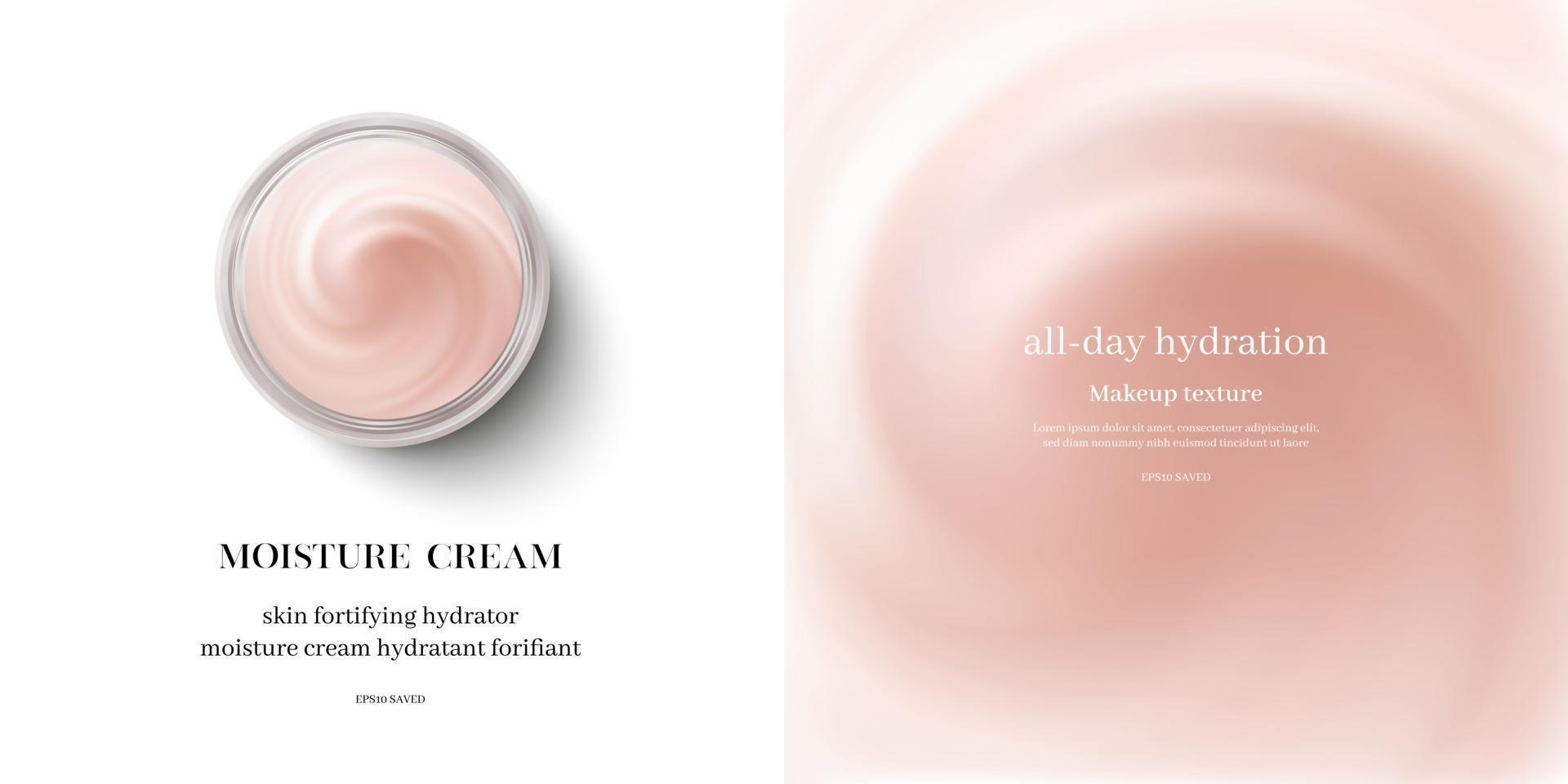 moisturizing cream or swirl cosmetic cream, top view vector. vector