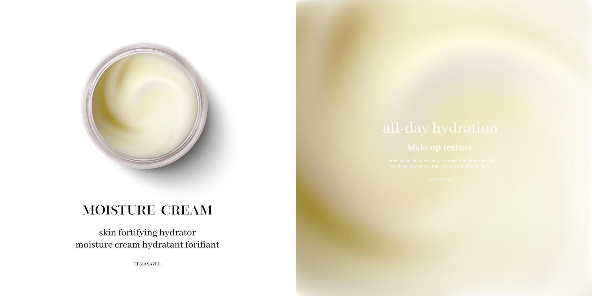 moisturizing cream or swirl cosmetic cream, top view vector. vector