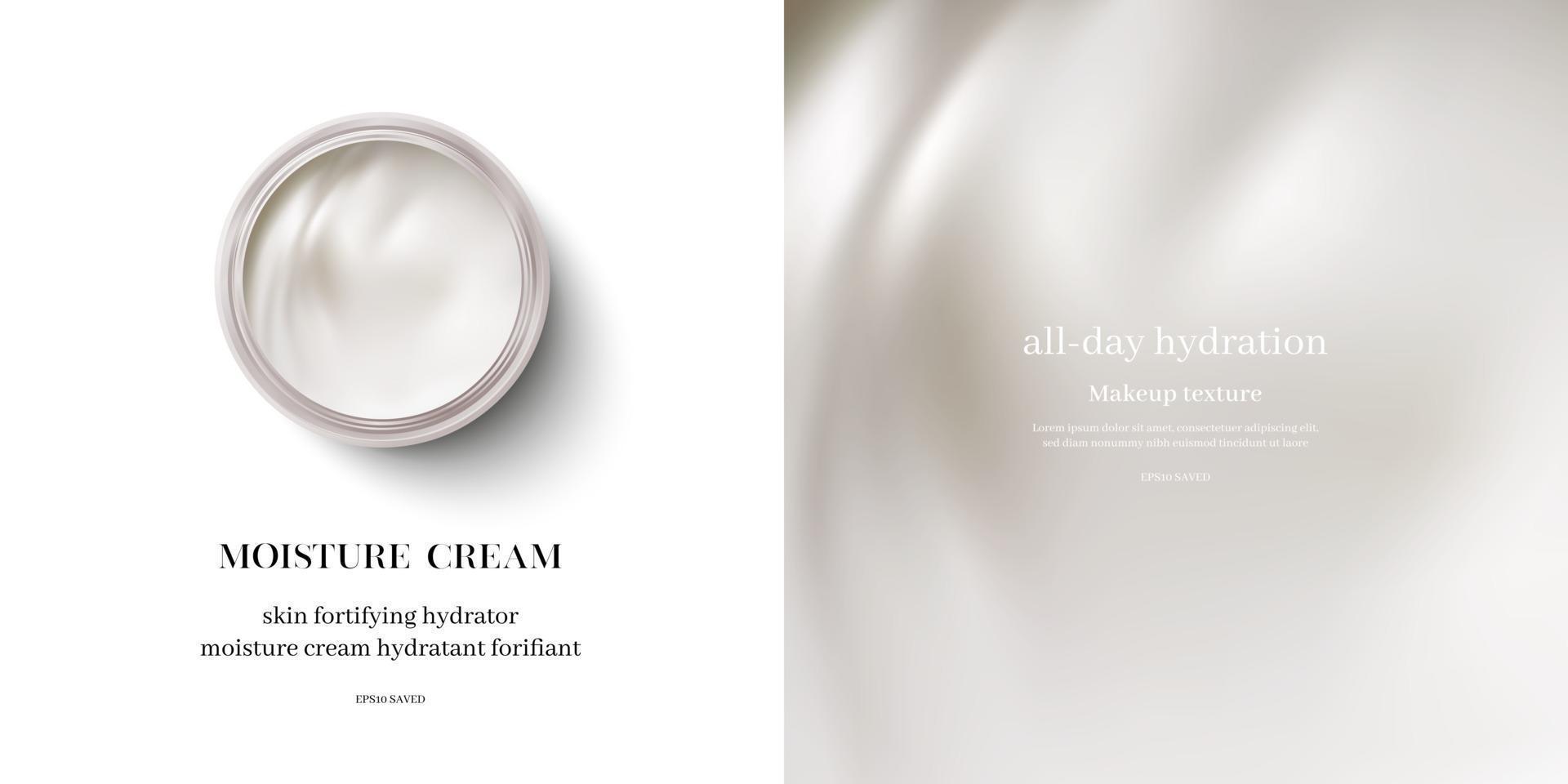 moisturizing cream or swirl cosmetic cream, top view vector. vector