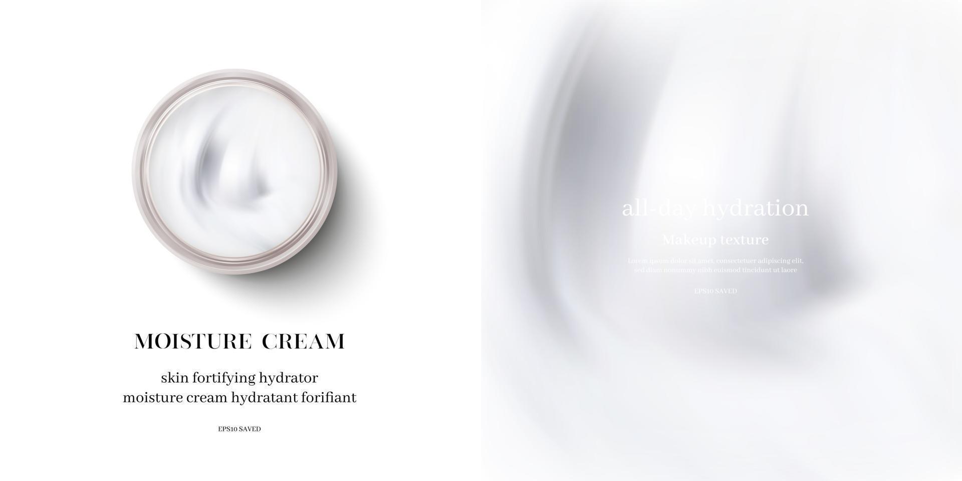 moisturizing cream or swirl cosmetic cream, top view vector. vector