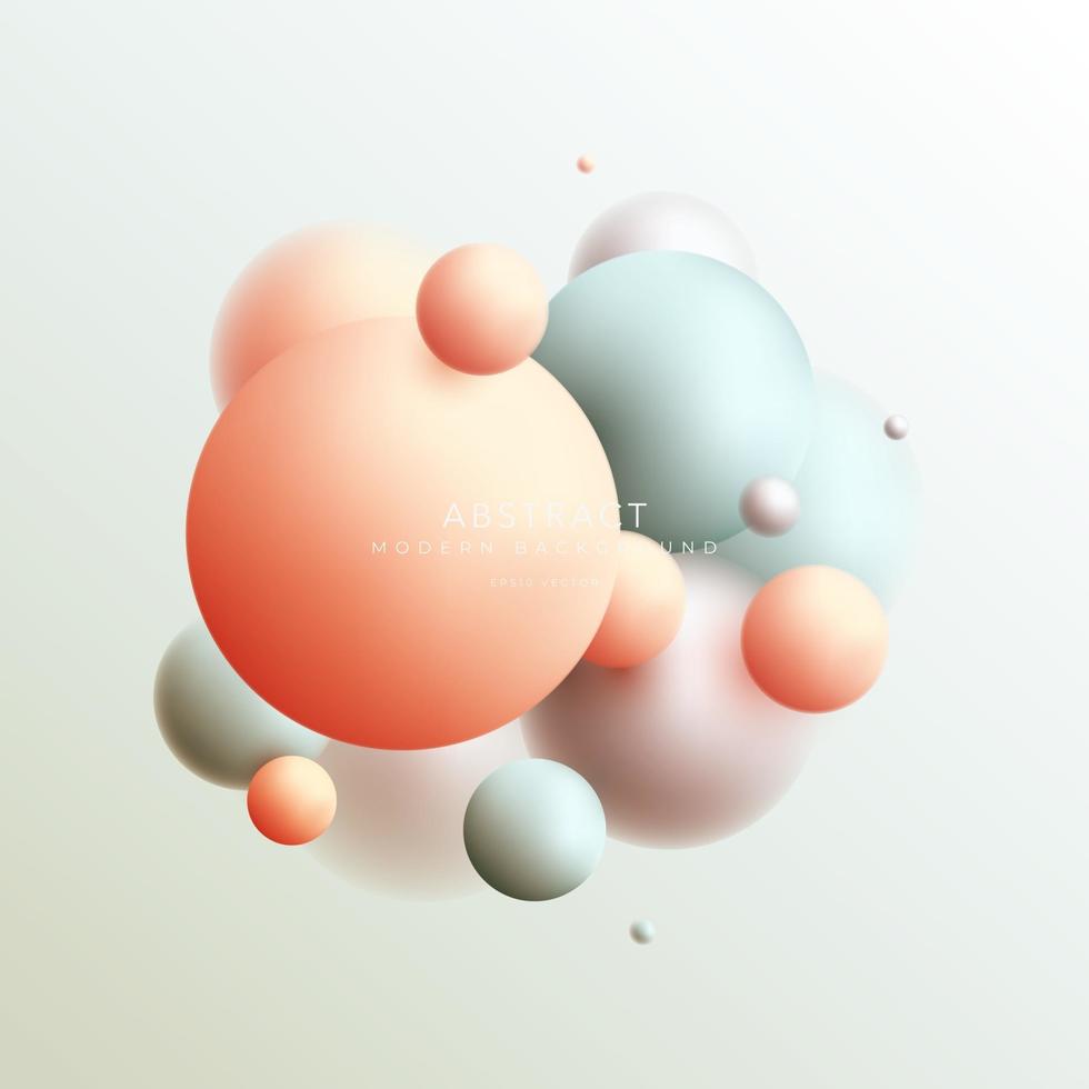 Composición abstracta de bolas 3d. esfera con efecto de desenfoque. vector