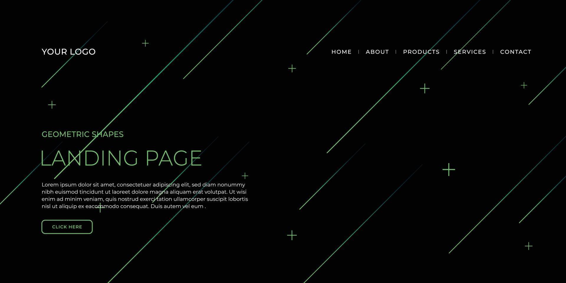 Landing page template with geometric patterns for business website vector