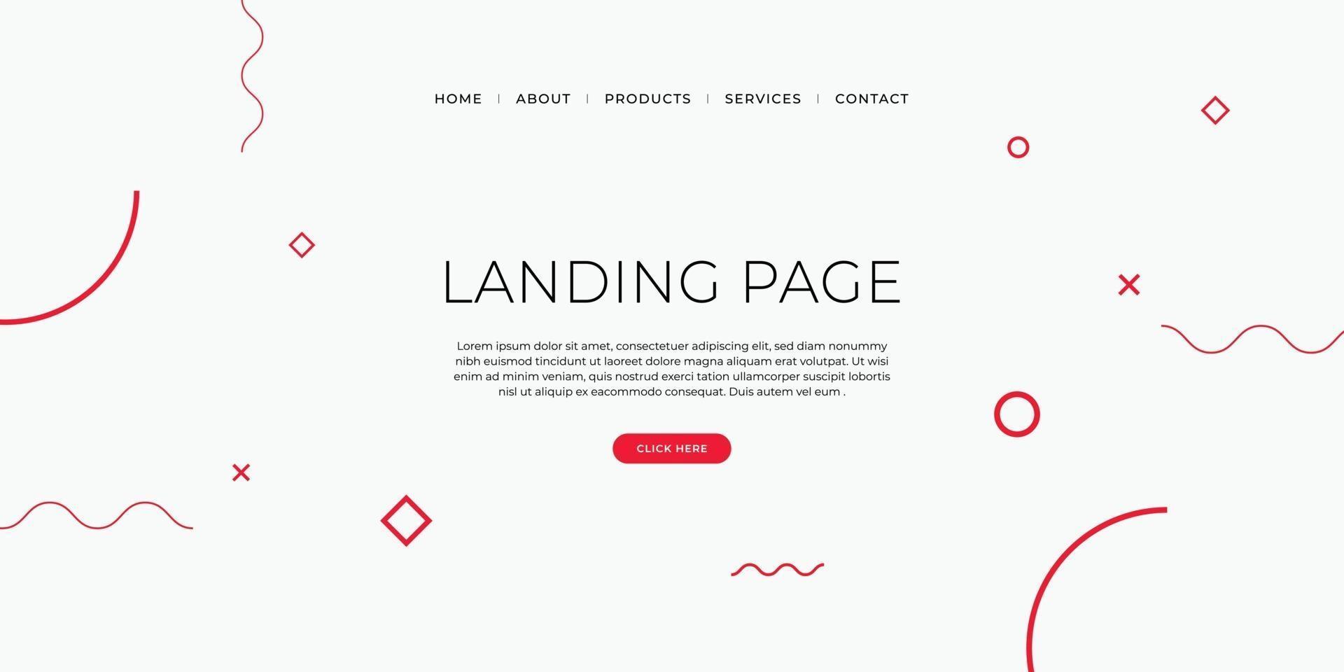 Landing page template with geometric patterns for business website vector