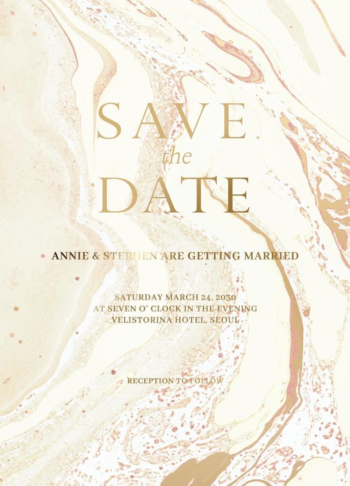 Marble wedding invitation cards set. vector
