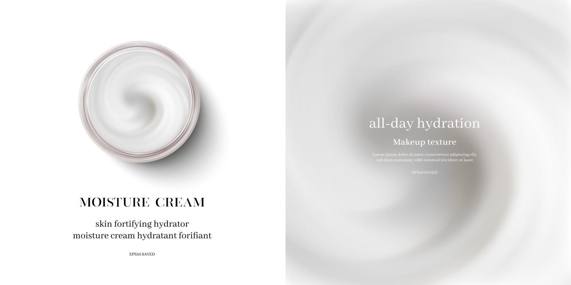 moisturizing cream or swirl cosmetic cream, top view vector. vector