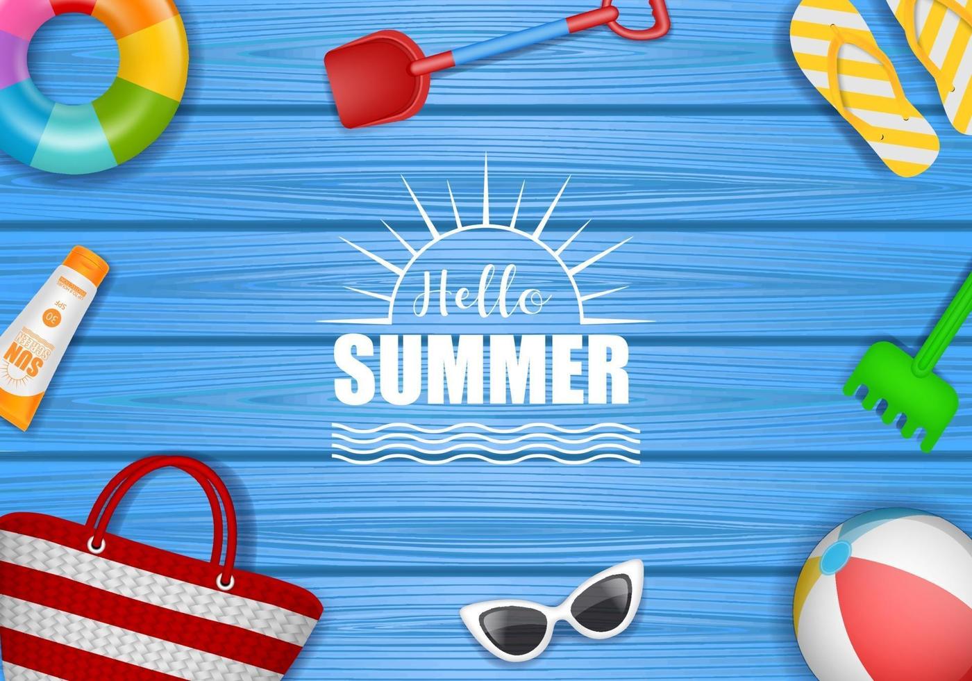 summer background with realistic elements vector