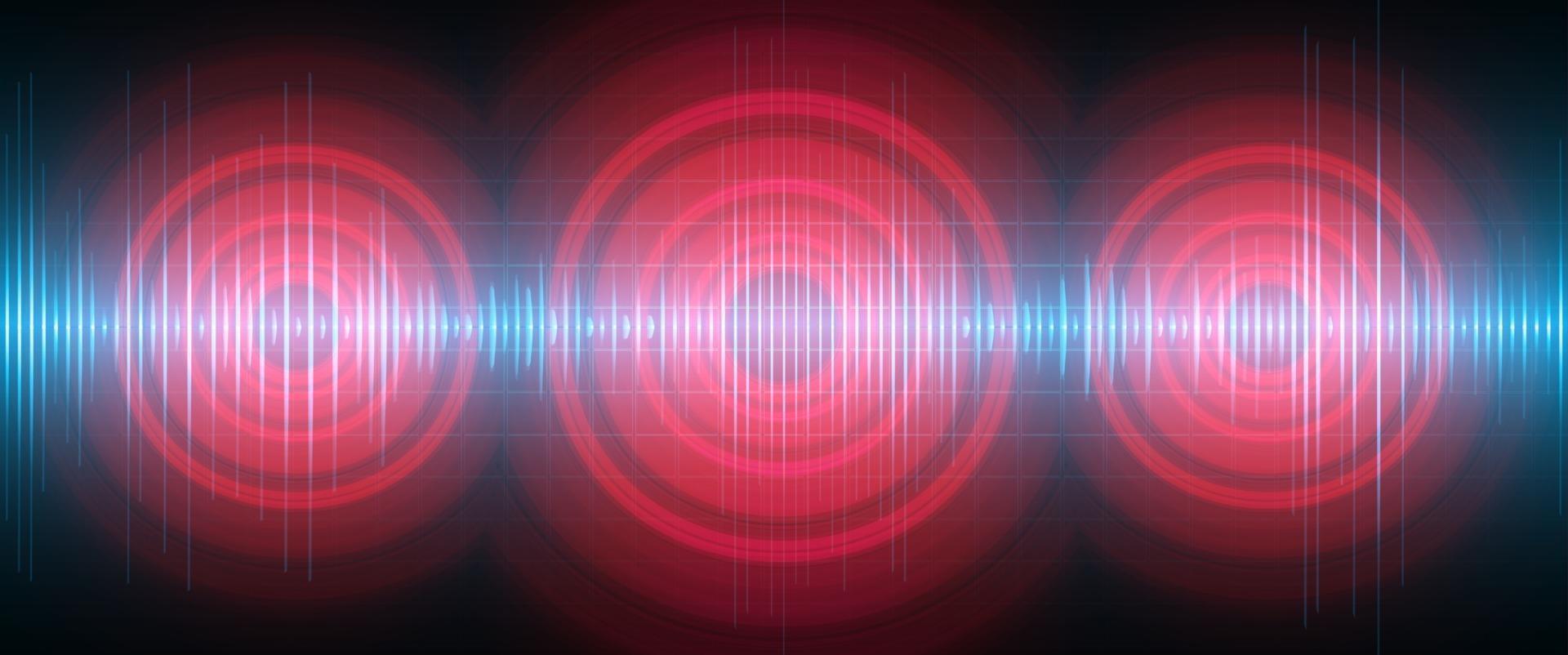 Sound waves oscillating dark light vector