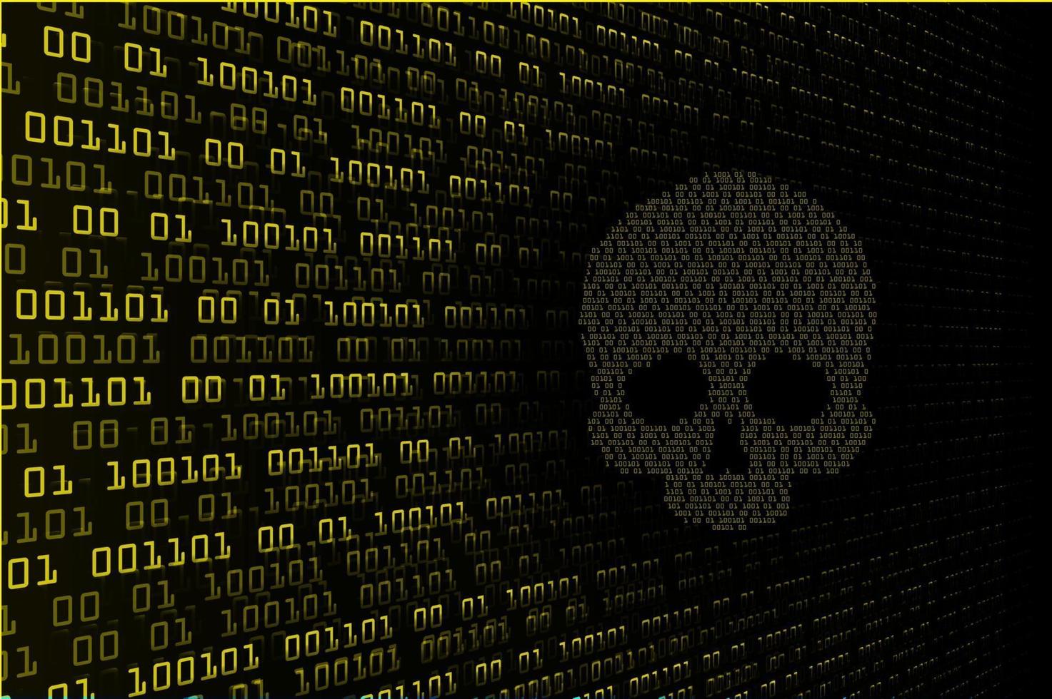 cyber hacker attack background, skull vector