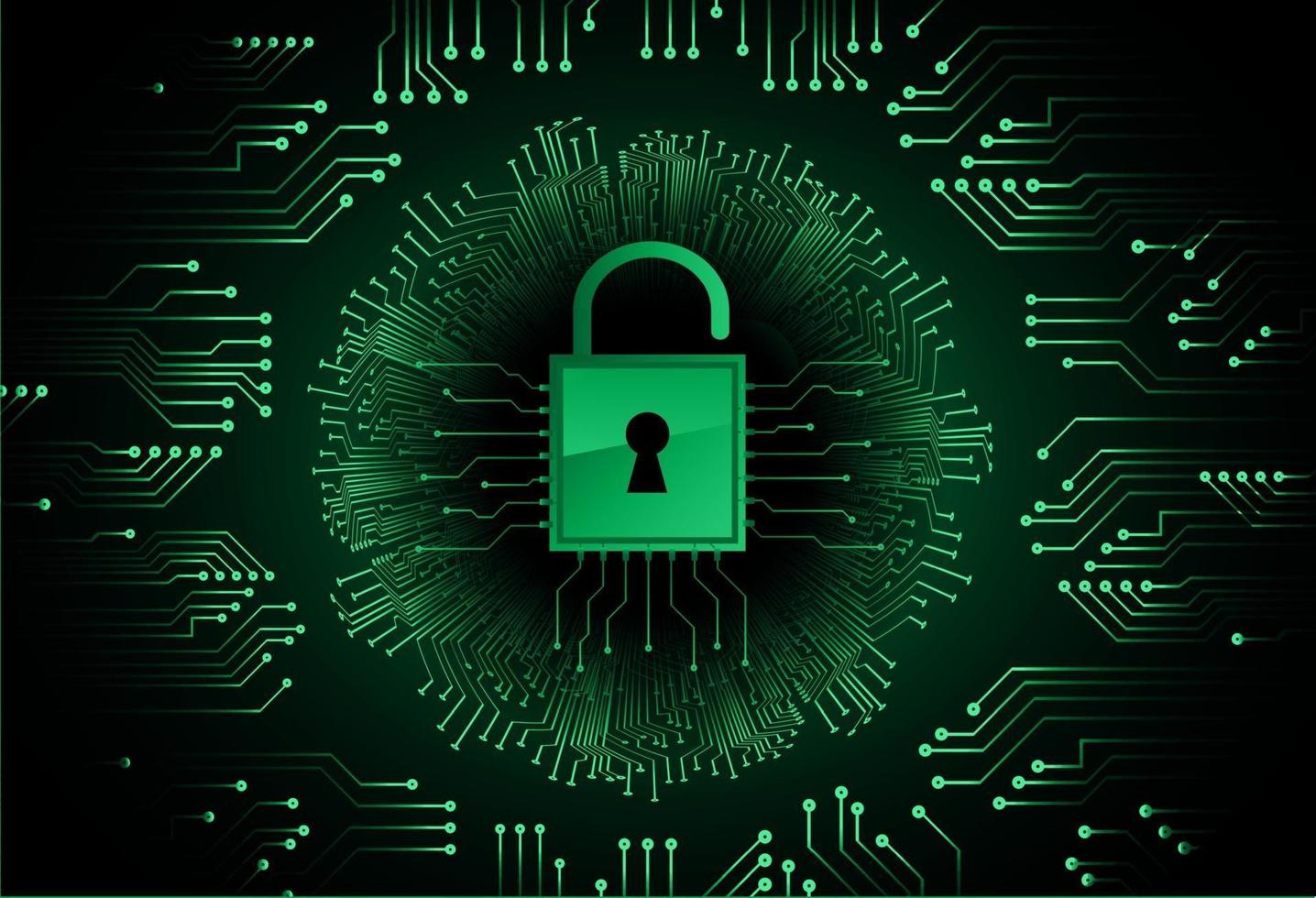 Closed Padlock on digital background, cyber security vector