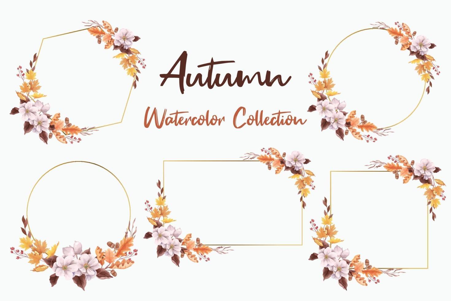 Watercolor Autumn Foliage Frames vector