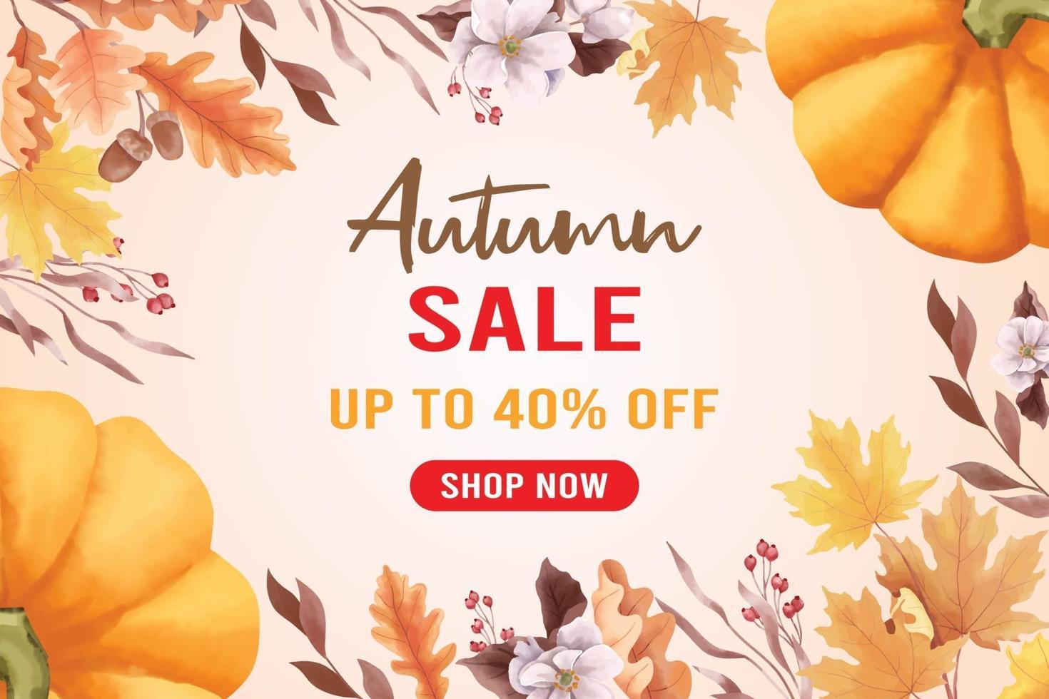 Watercolor autumn sale background vector