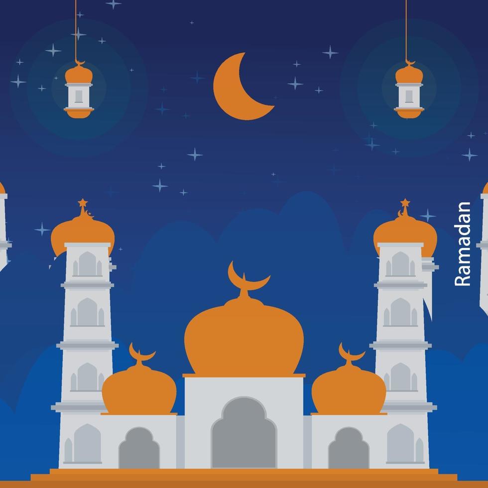 ramadan kareem background with latern in the night sky vector