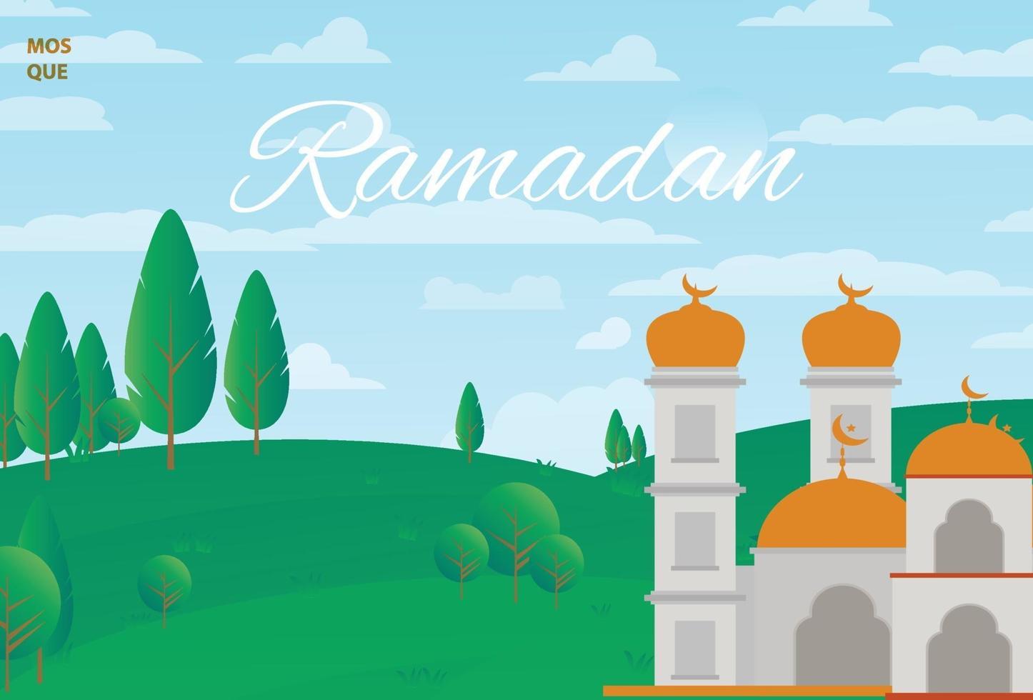 background ramadan kareem with mosque vector