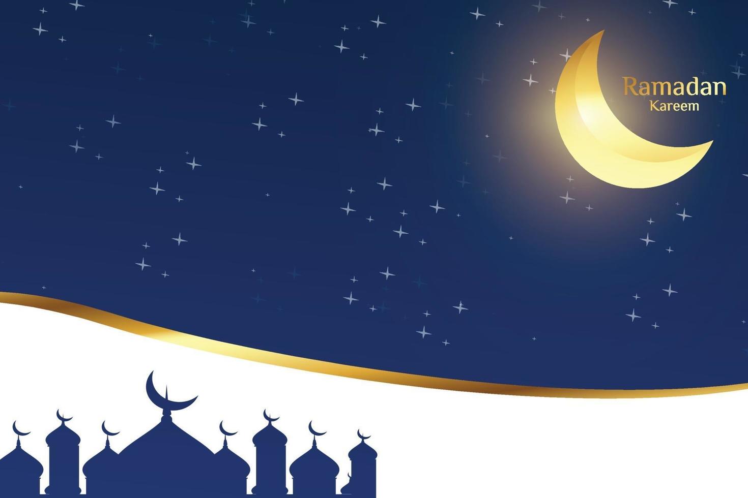 islamic background with lantern mosque and moon light free download vector