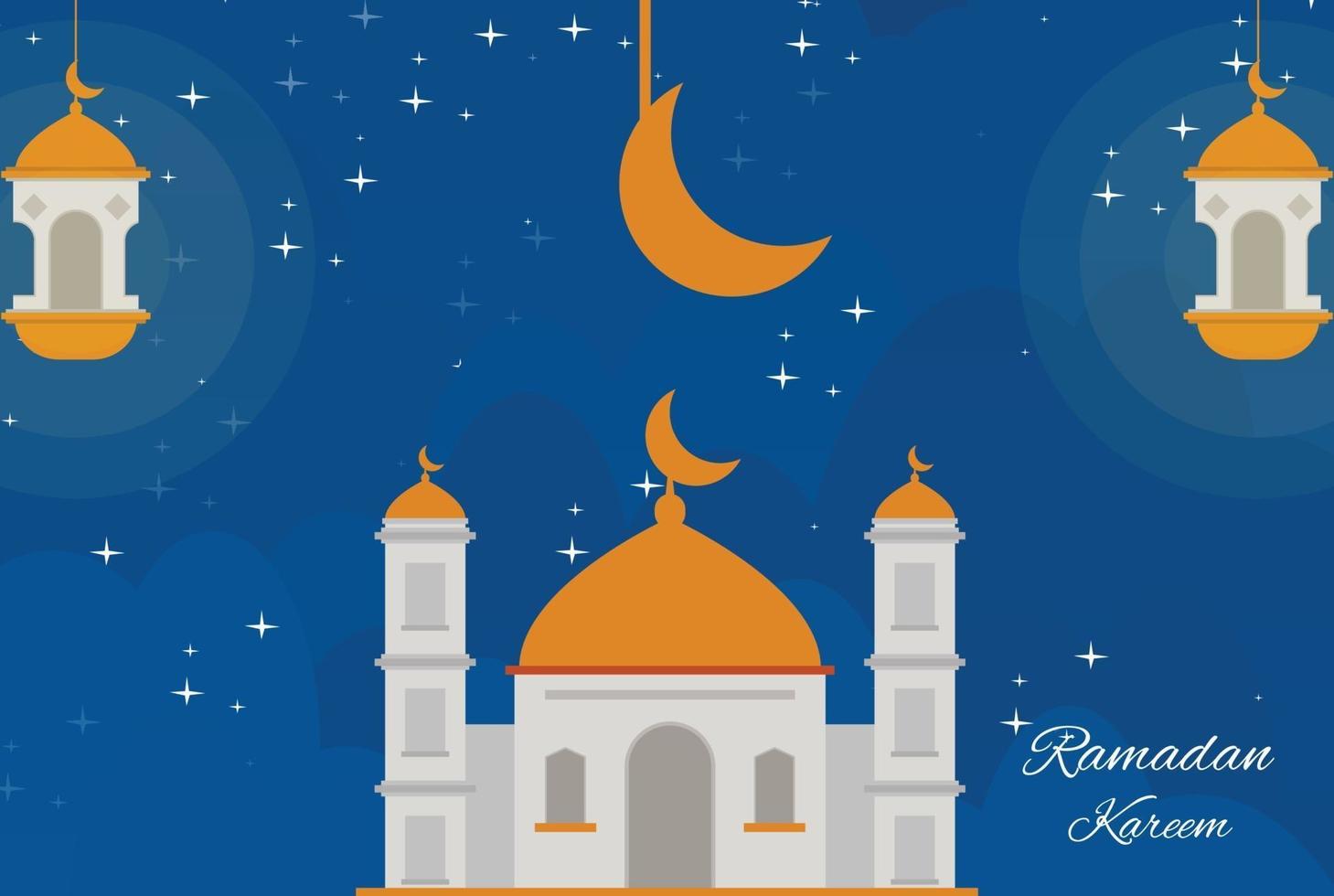 fondo islámico con mezquita linterna y luz de luna descarga gratuita vector