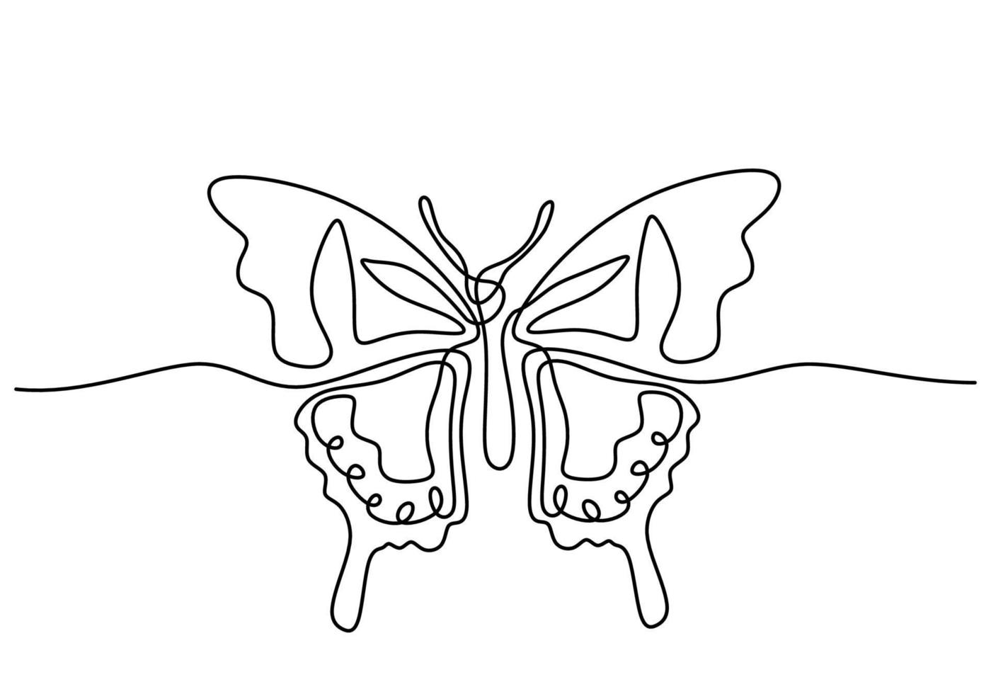 Continuous one line drawing of beautiful butterfly vector