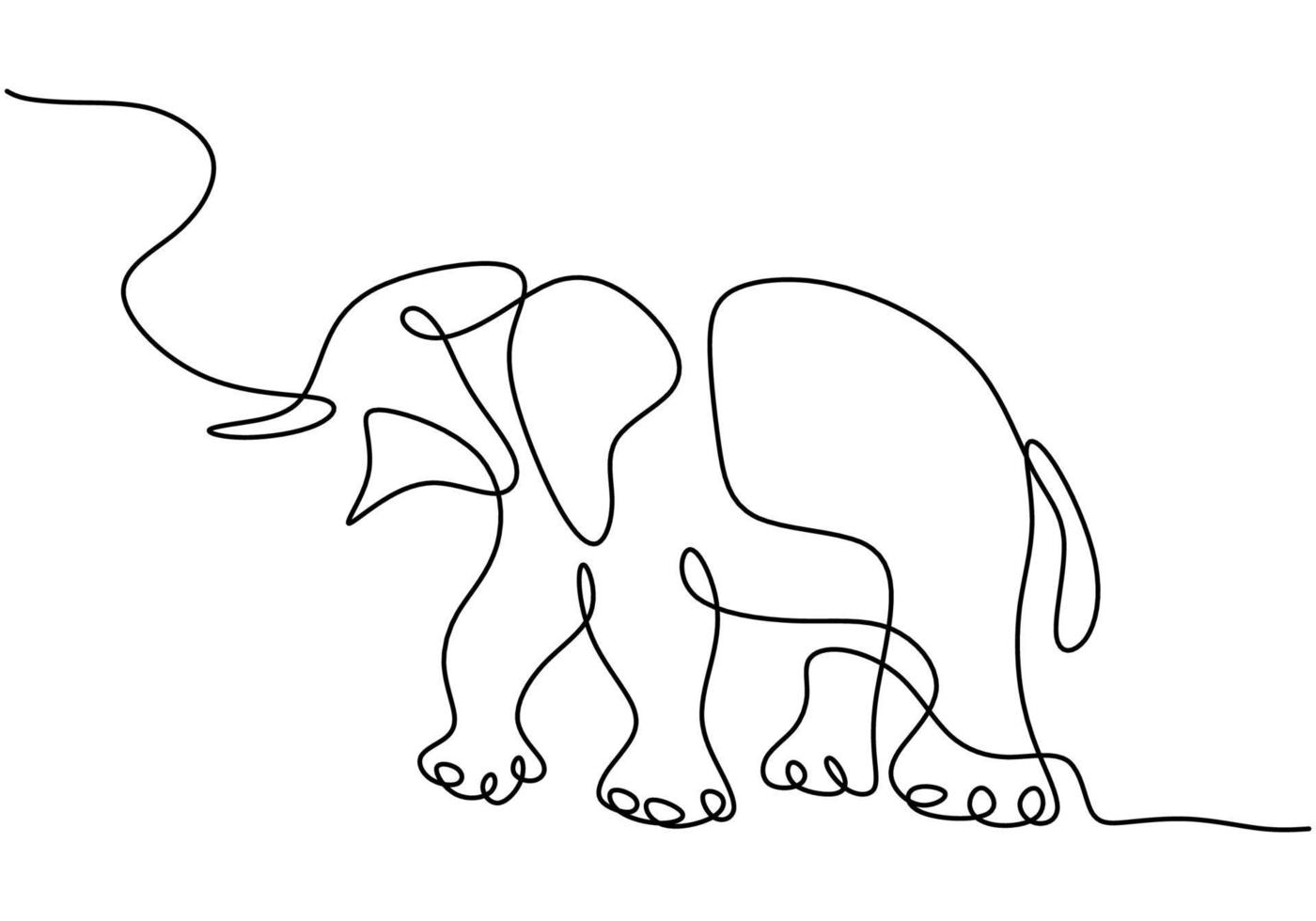 Elephant in continuous single line drawing vector