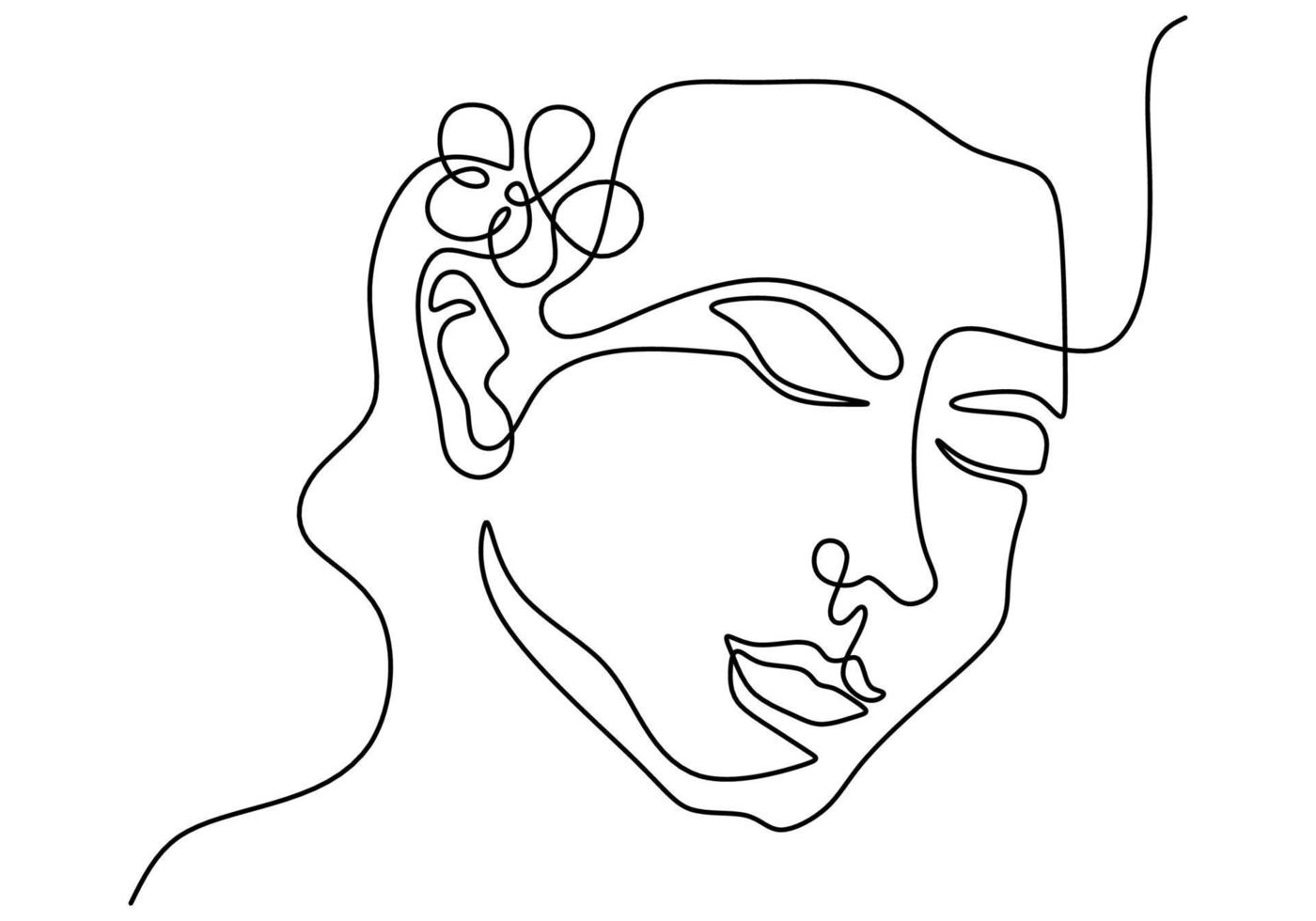 Woman face with rose flower vector