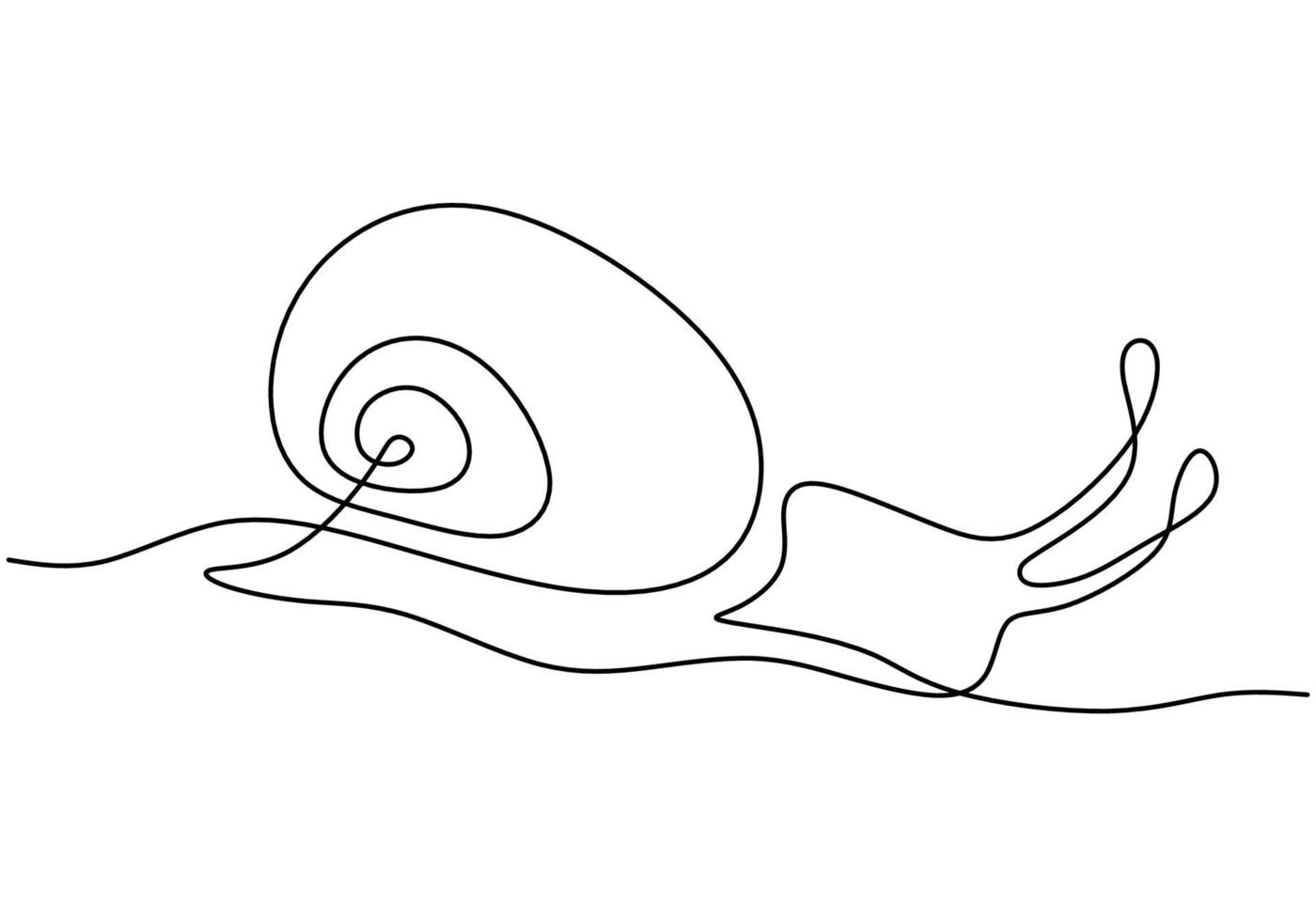 One continuous line drawing of snail vector