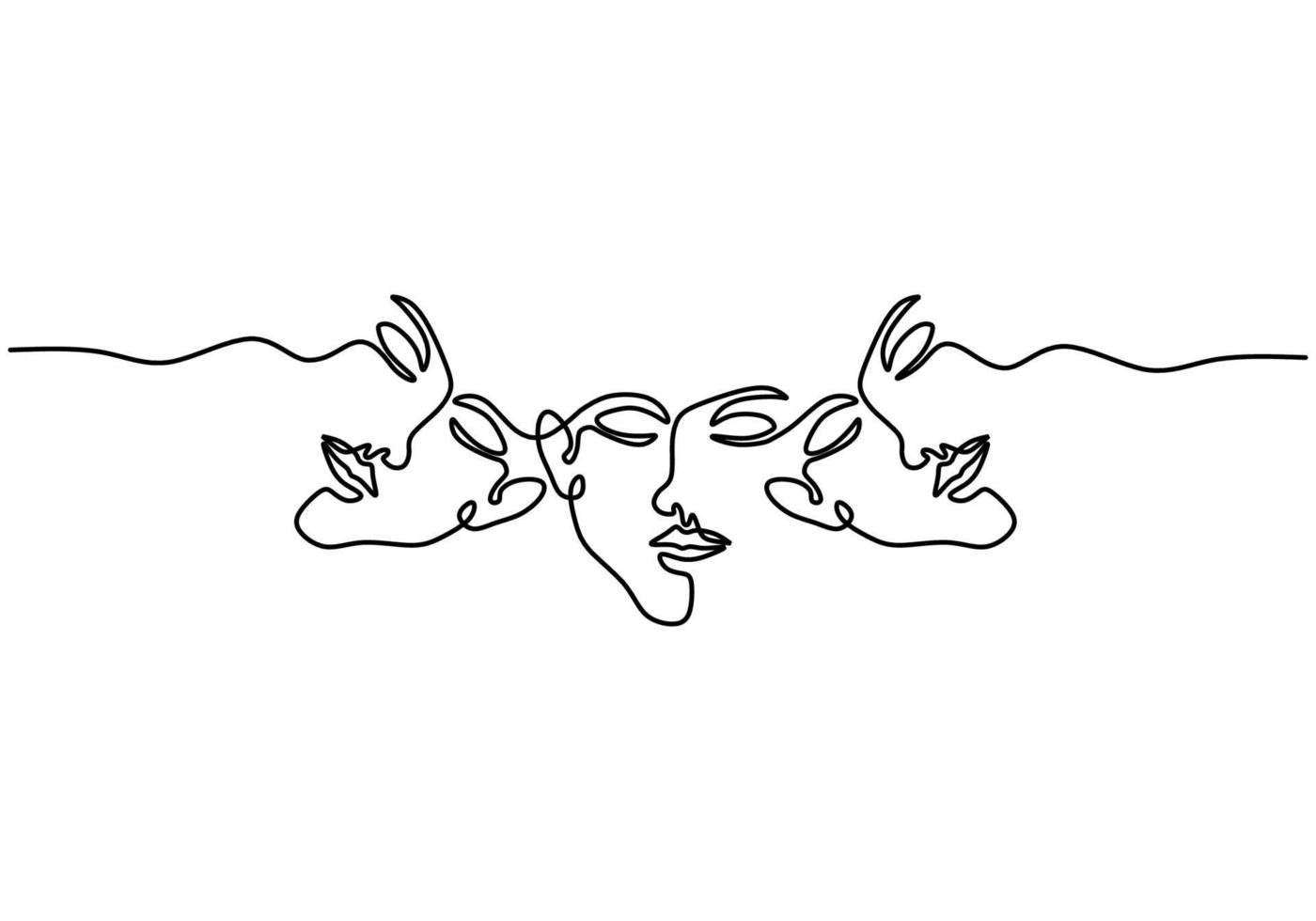 Beautiful woman abstract face continuous line vector