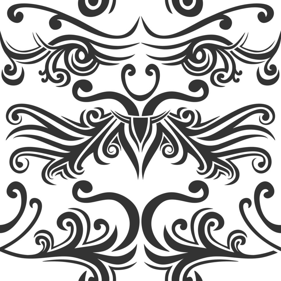 Black and white colored seamless pattern of ornamental boho vector