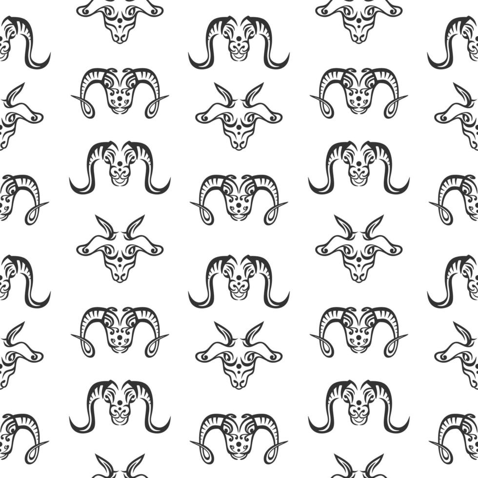 Bohemian seamless pattern of mamalia head vector