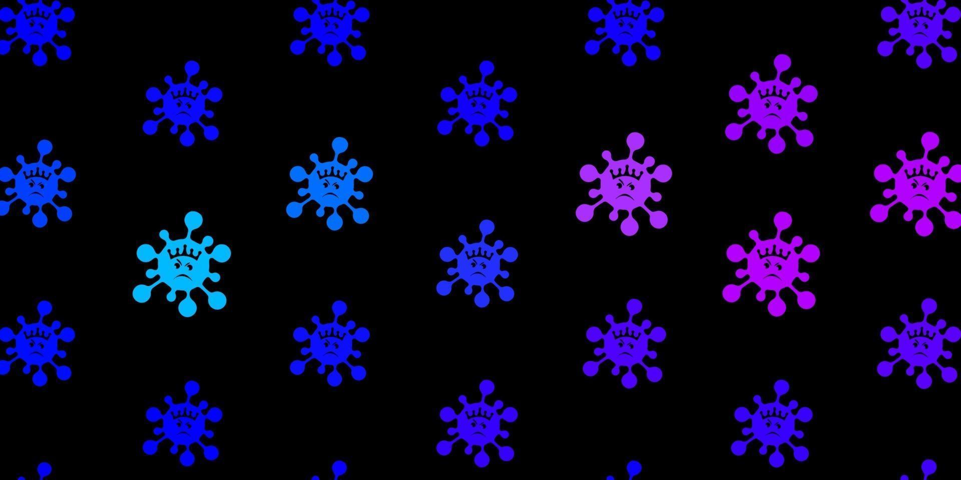 textura de vector de color rosa oscuro, azul con símbolos de enfermedades.