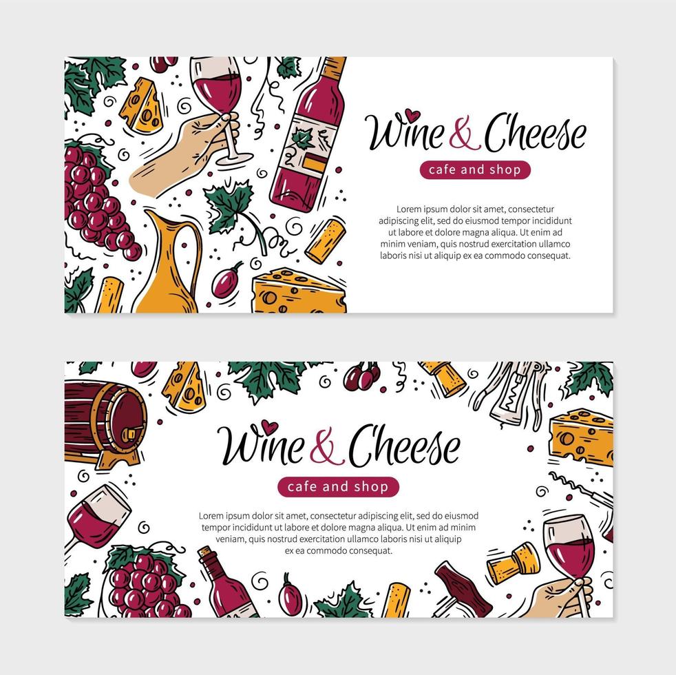 Wine and cheese is a flyer for a restaurant or cafe vector