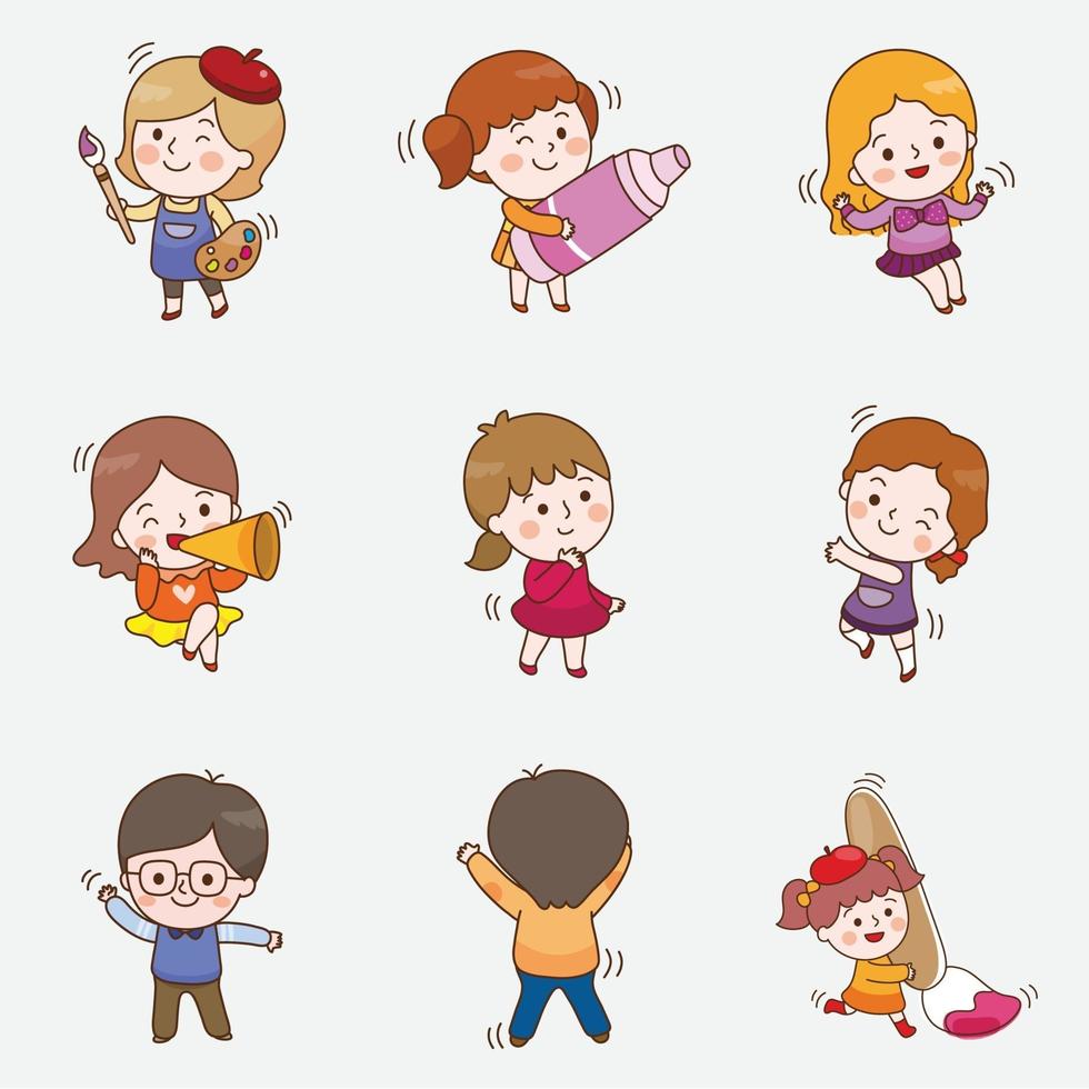 happy kids friends vector illustration