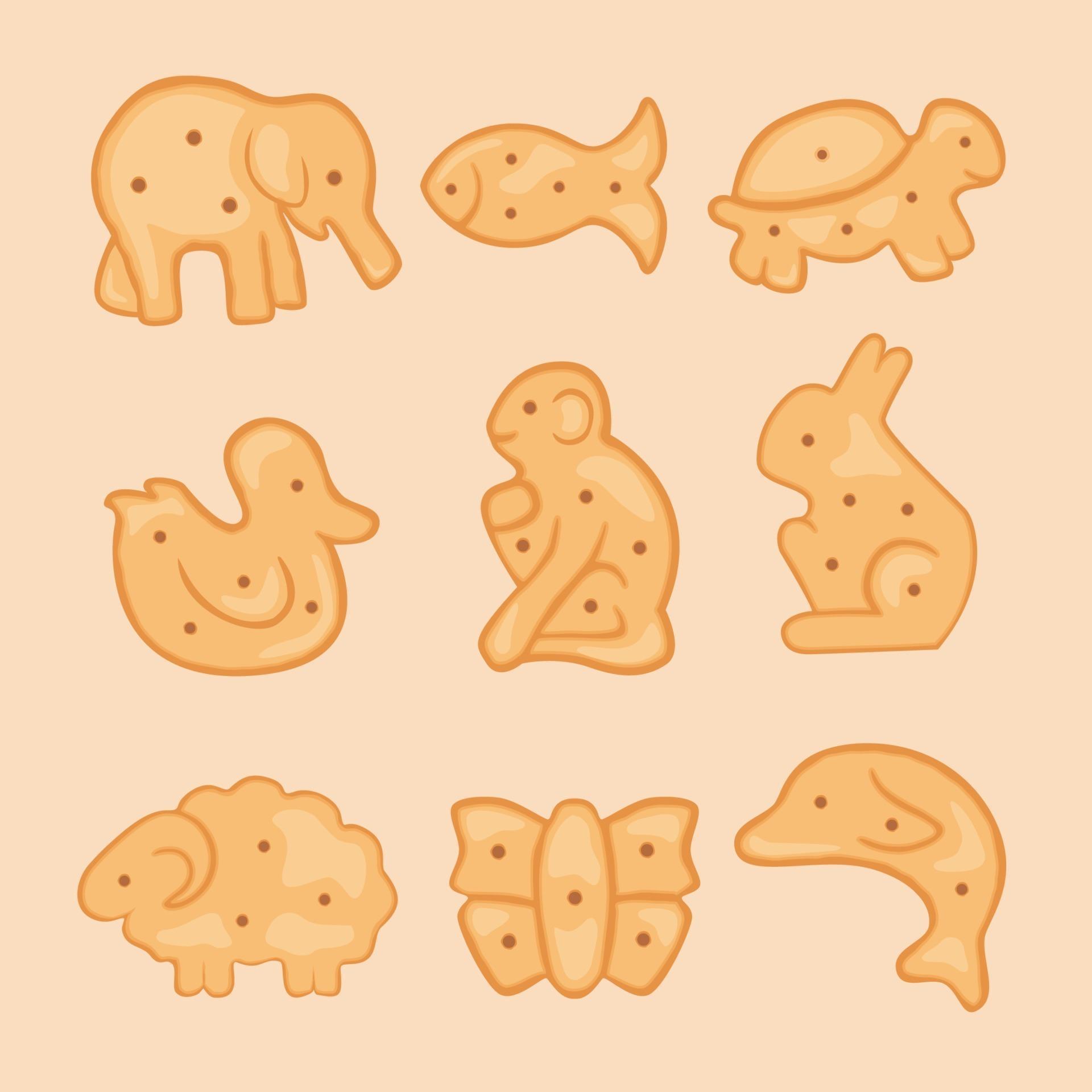 Cute Animal Shape Biscuits Crackers Set 3145773 Vector Art at Vecteezy