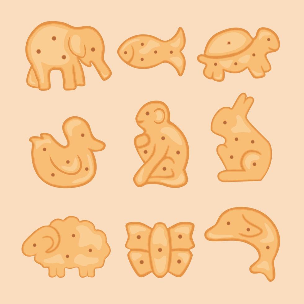 lindo juego de galletas de galletas con forma de animal vector