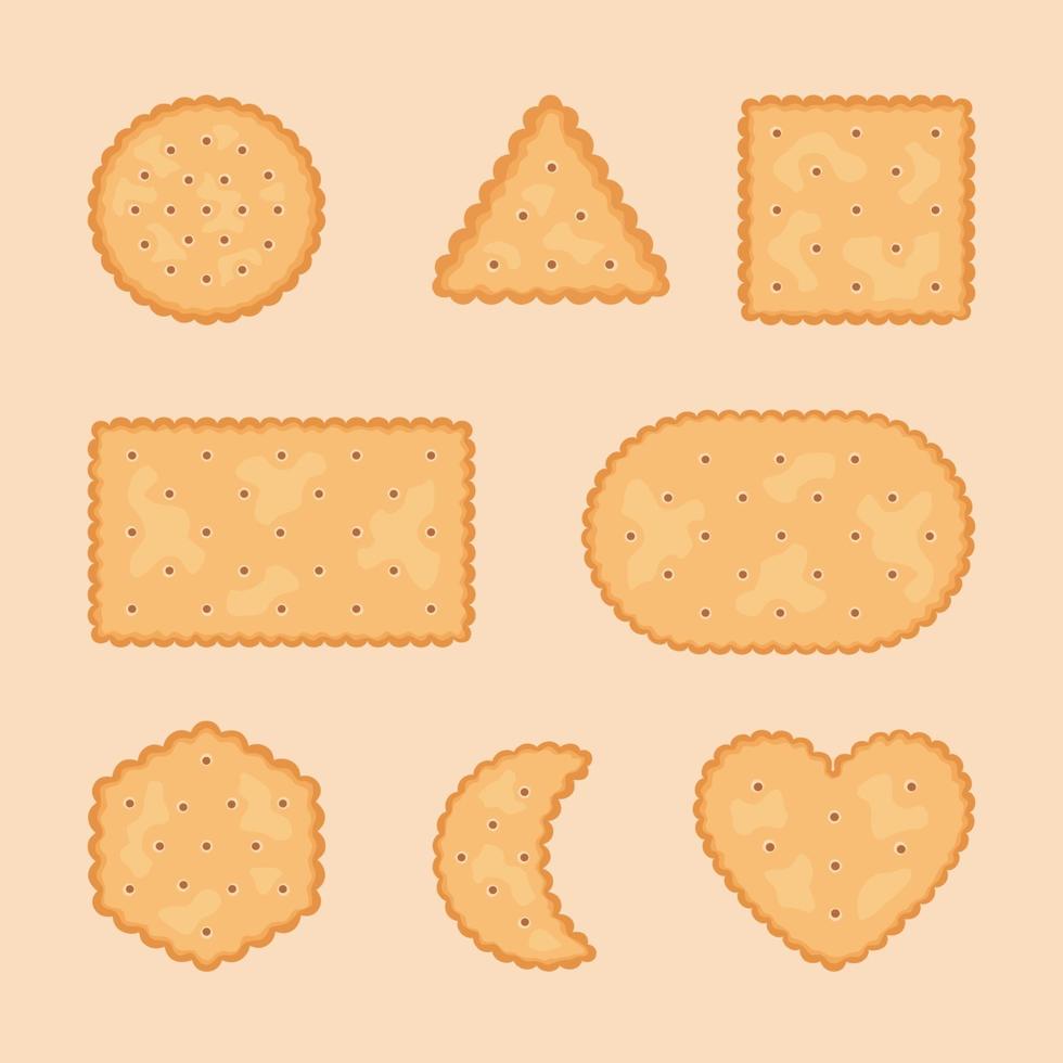 Assorted Shapes Biscuits Crackers Set vector