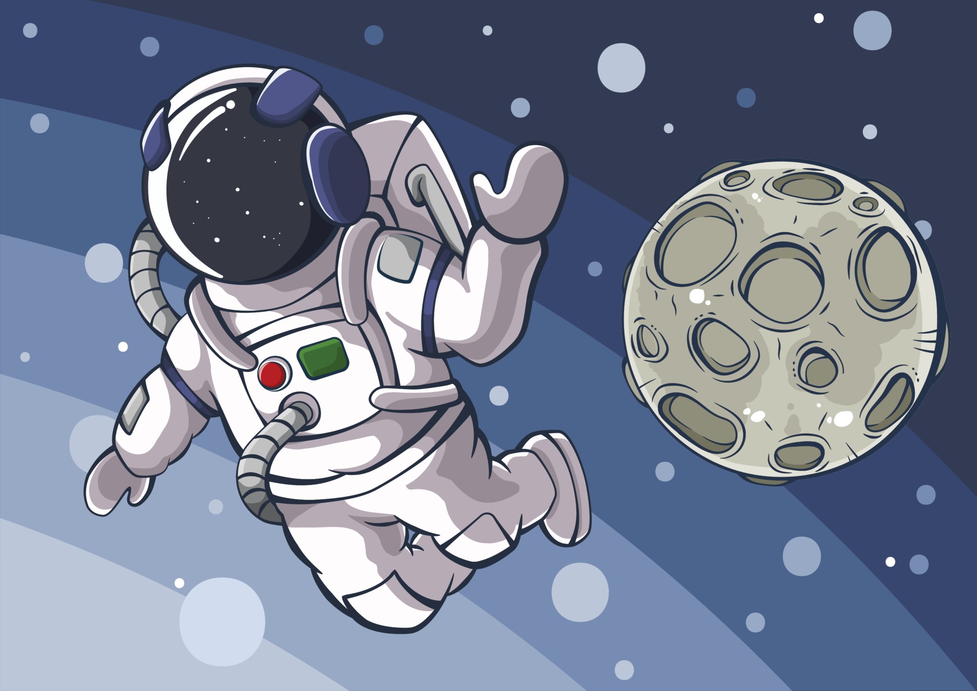 Cartoon Astronaut And The Moon In The Space 3145784 Vector Art at Vecteezy