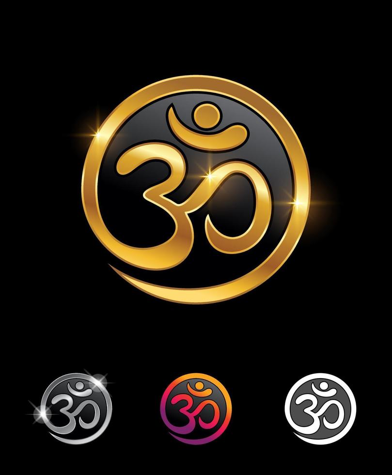Golden Circle Aum Om Ohm Symbol 3145864 Vector Art At Vecteezy