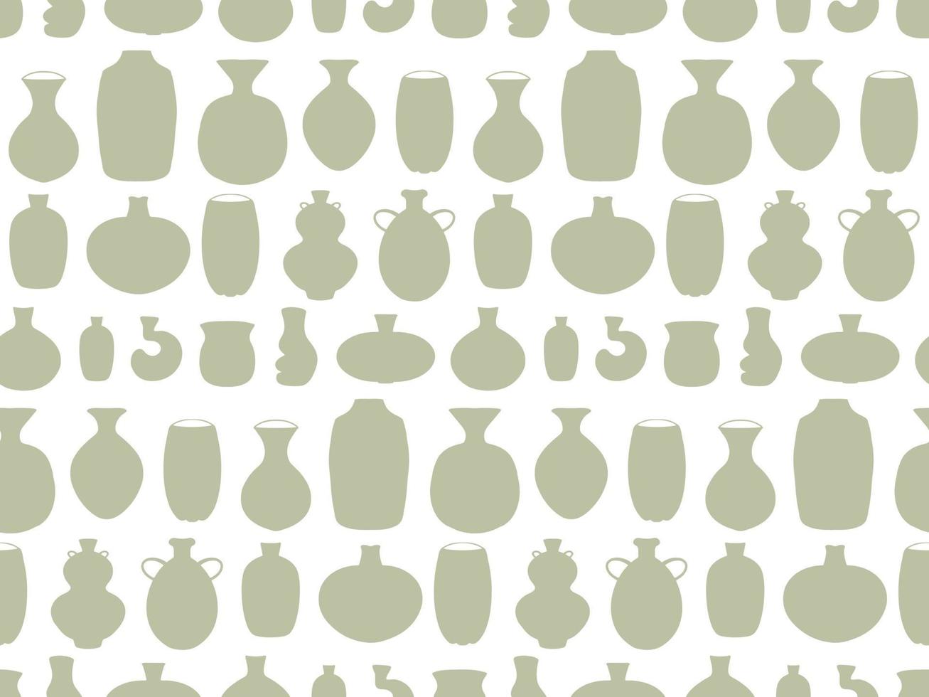 Seamless pattern with set of abstract ceramic vase shapes vector