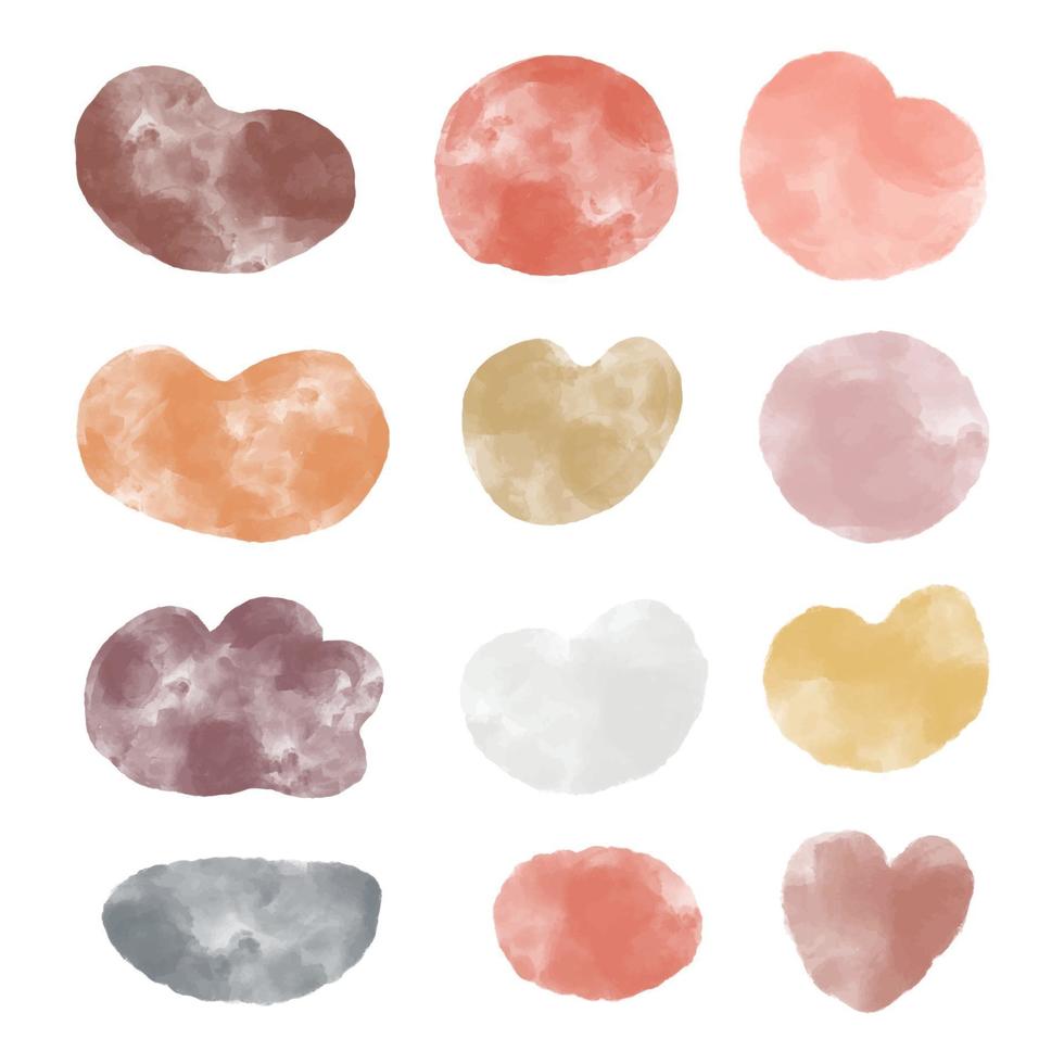 Collection of abstract watercolor organic shape blobs in autumn colors vector