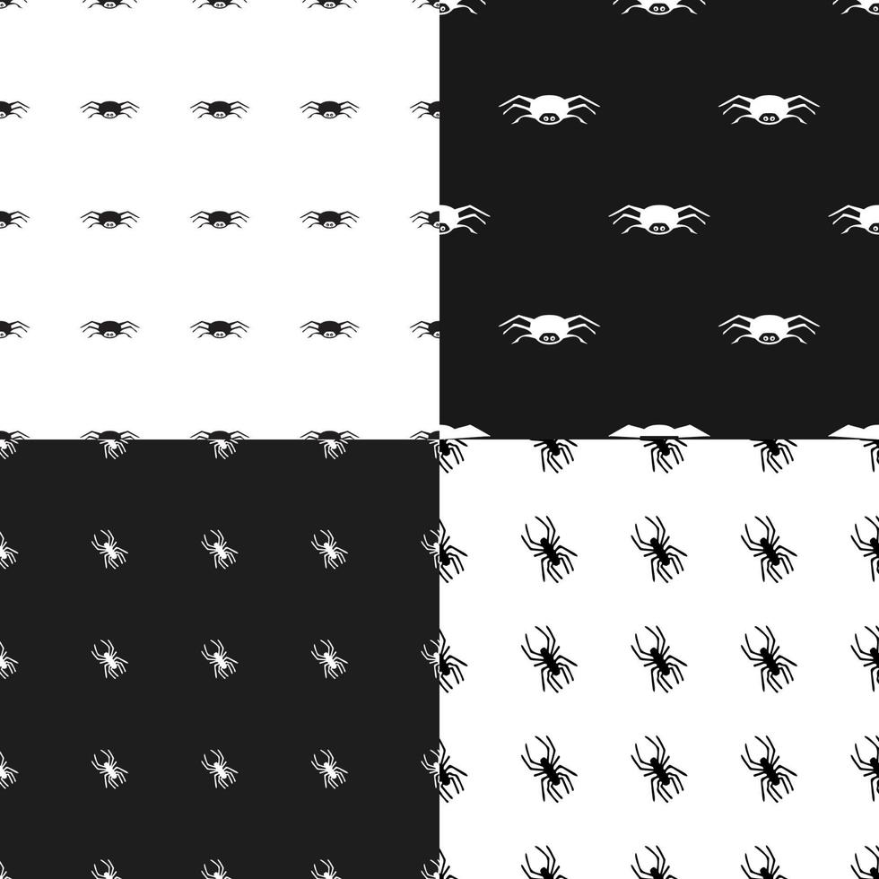 Seamless patterns with spiders. Vector Halloween backgrounds