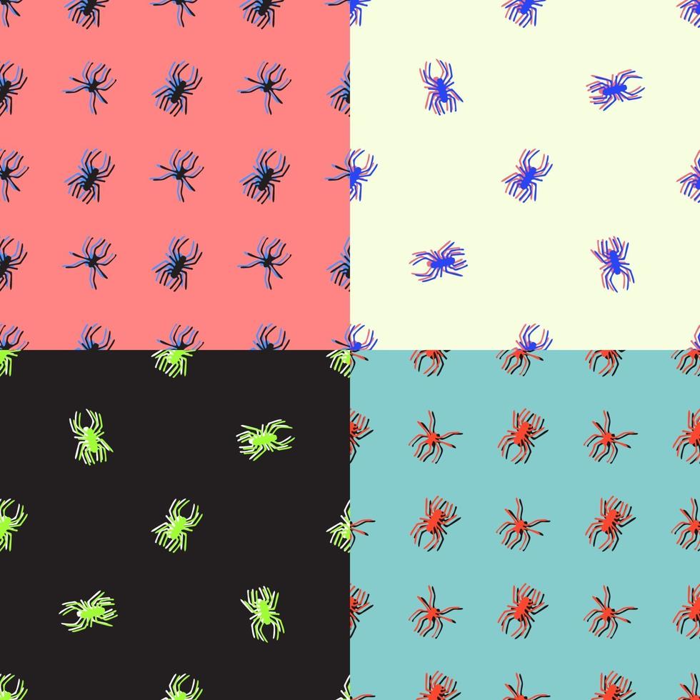 Seamless patterns with spiders. Vector Halloween backgrounds