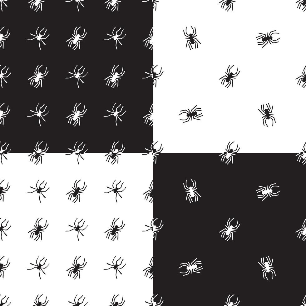 Seamless patterns with spiders. Vector Halloween backgrounds