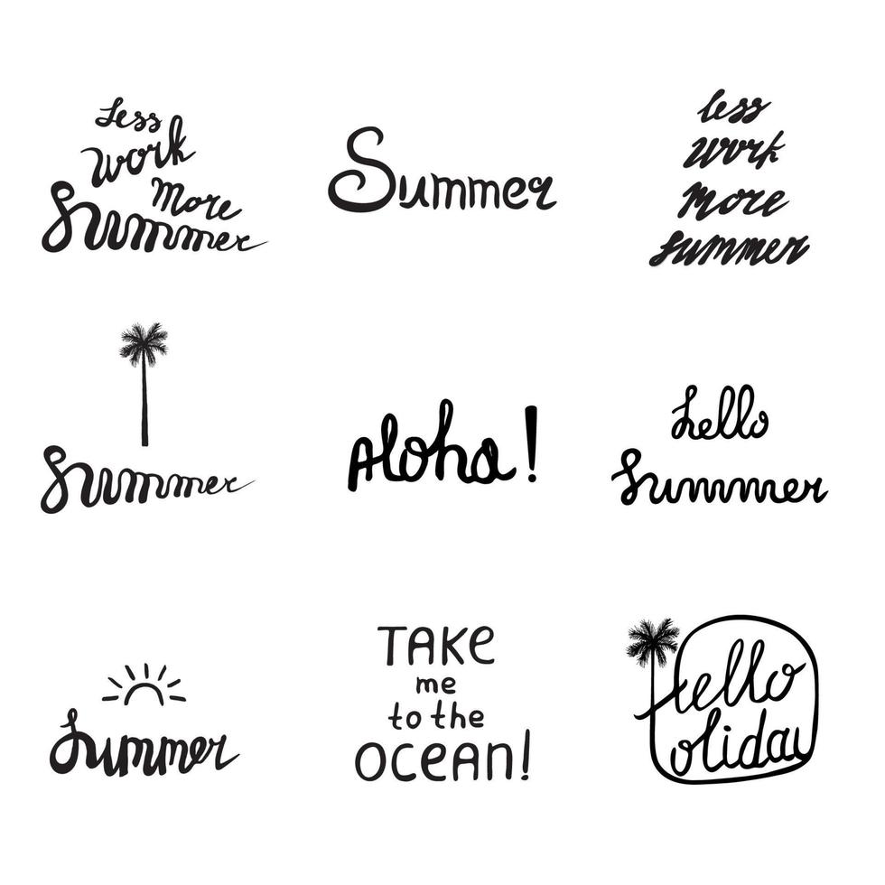 Set of 9 summer labels vector