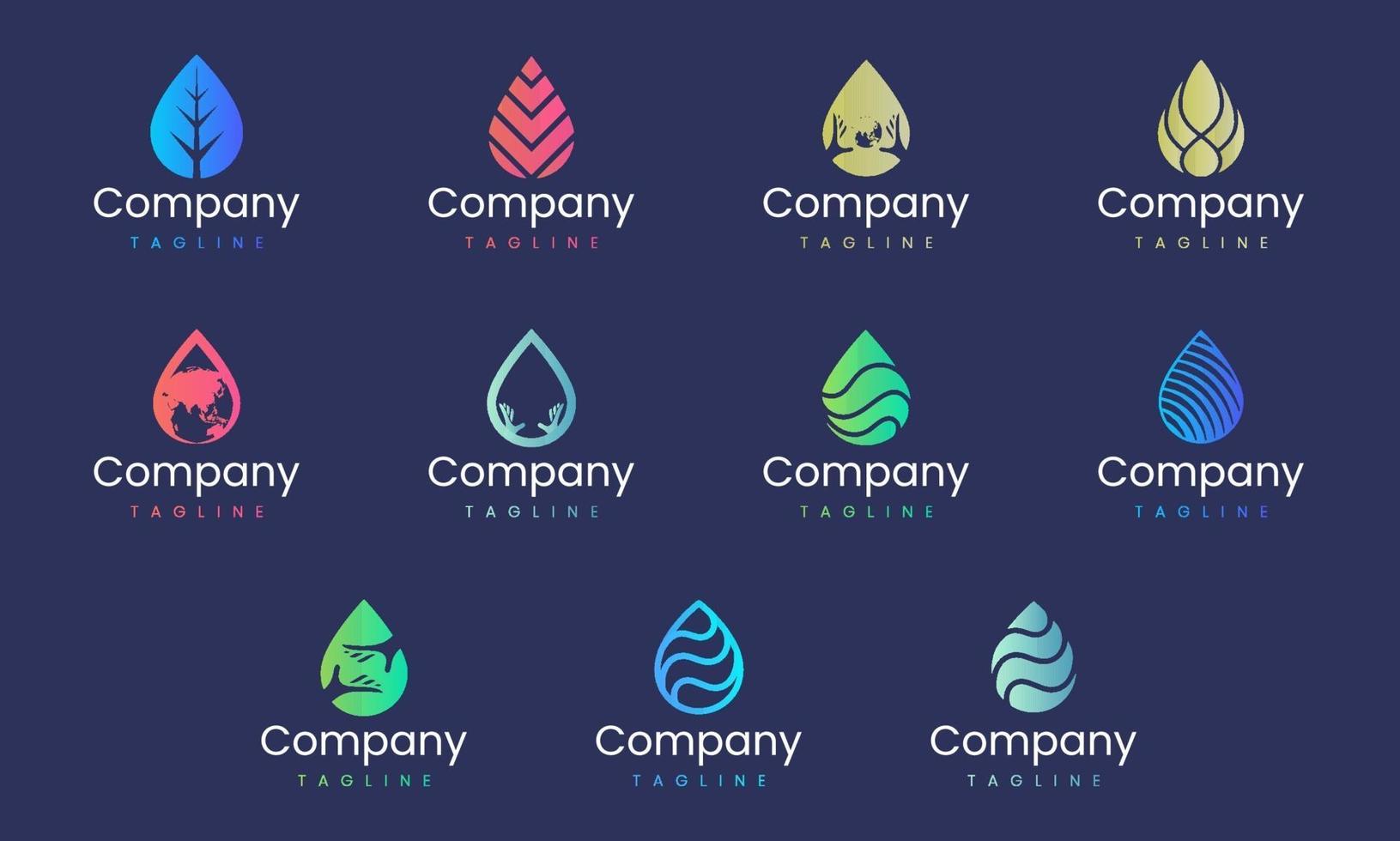 Water drop shape abstract logo design template vector