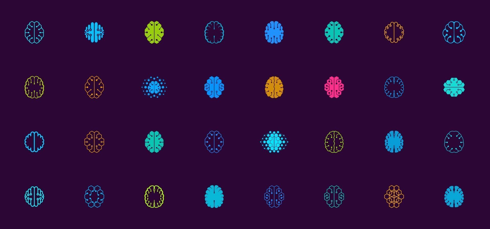 Brain or tech logo in flat style vector